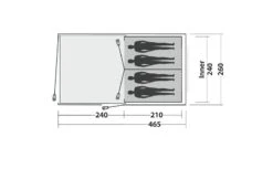 Easy Camp Galaxy 400 Rustic Green Tunneltent - 4 Personen -KampGear Winkel 120391 galaxy 400 rustic green drawing floorplan3