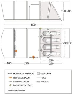 Vango Aether Air 450XL Opblaasbare Tent - 4 Persoons -KampGear Winkel 1900 1514 aether air 450xl floorplan 01