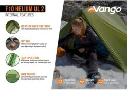 Vango F10 Helium UL 2 Ultralichte Trekking Tunneltent - 1/2 Persoons - Groen -KampGear Winkel 1900 1783 f10 helium ul 2 5