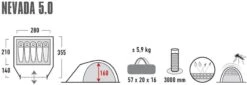 High Peak Nevada 5.0 Koepeltent Met Luifel - 5 Persoons -KampGear Winkel 900 2483 4001690102094.pt01