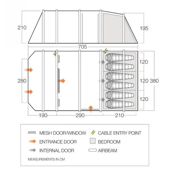 Vango Lismore Air 600XL Opblaasbare Tunneltent - 5 Persoons - Groen 14 Vango Lismore Air 600XL Opblaasbare Tunneltent - 5 Persoons - Groen - Afbeelding 12